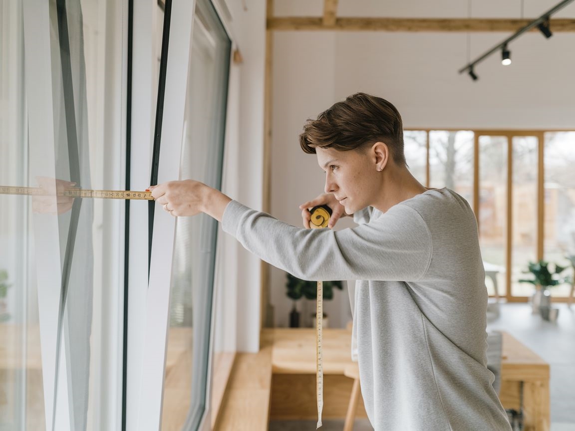 Proces pomiaru okna do montażu rolet